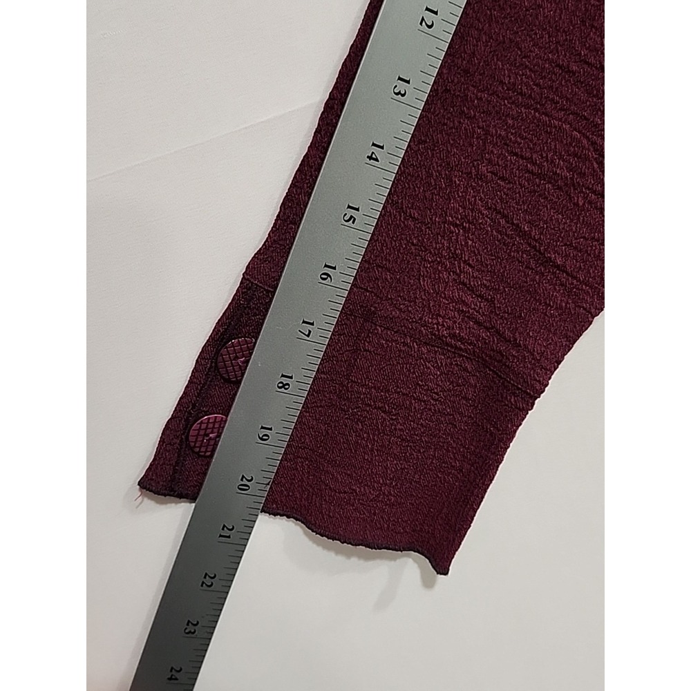 Ali Miles Boho Cowl Neck Tunic Womens L Burgundy, Long Sleeve Crinkled Texture - Picture 8 of 10